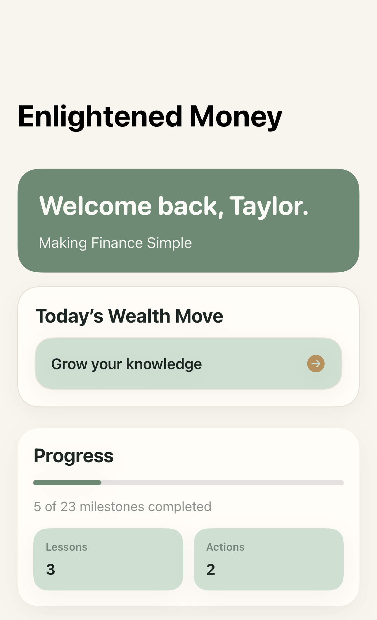 iOS home dashboard