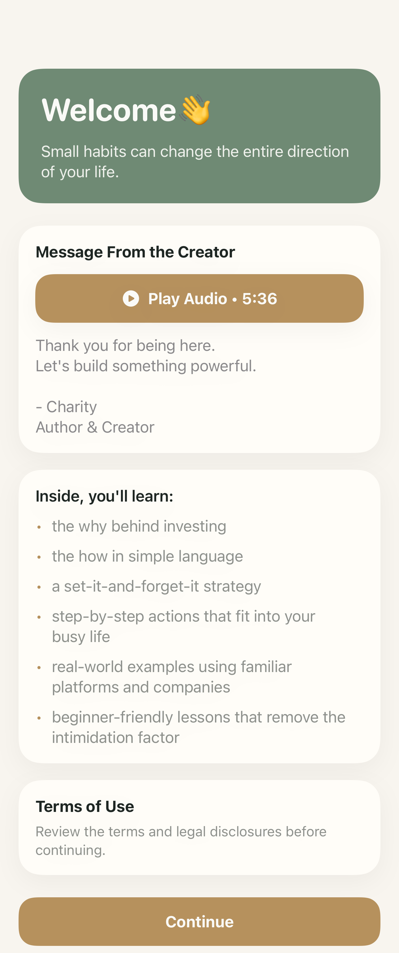 iOS welcome screen
