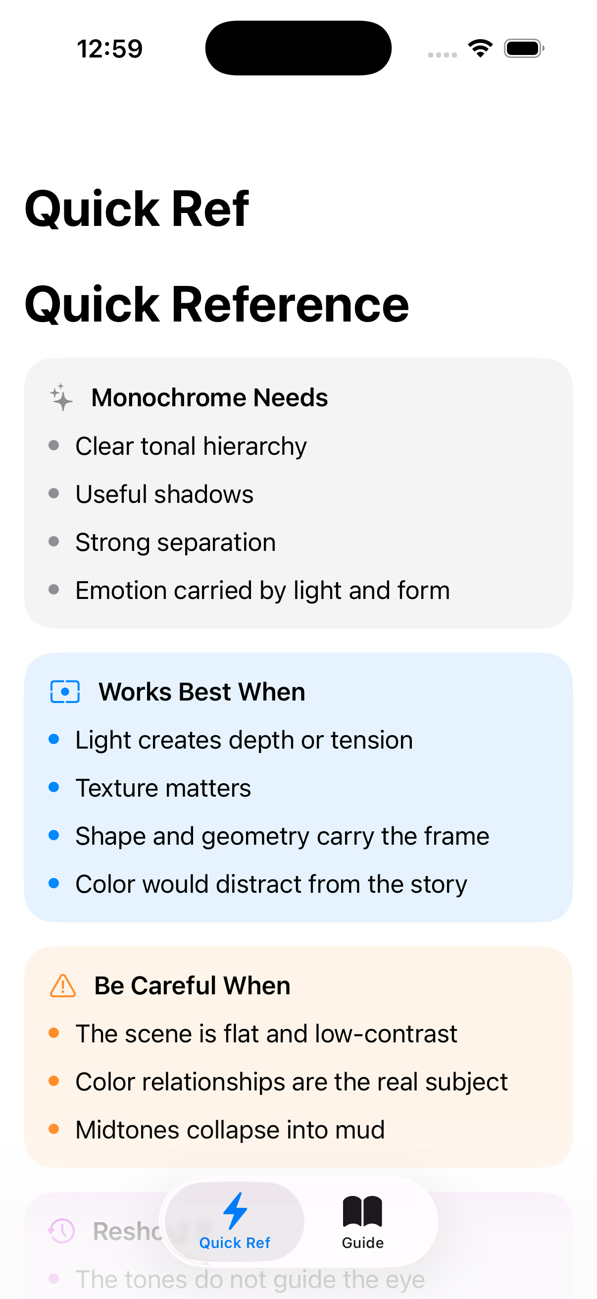 BlackAndWhiteStorytellingFieldGuide Quick reference screenshot