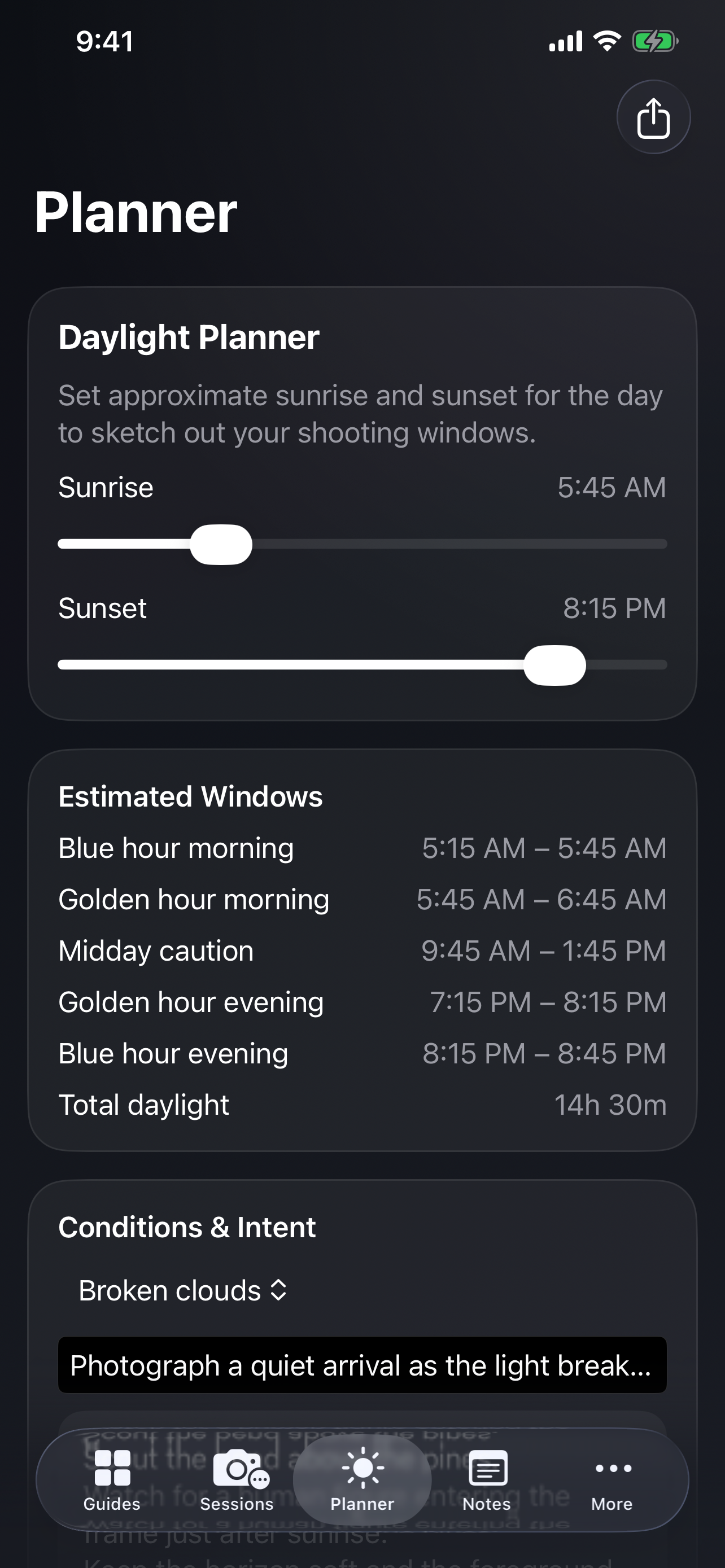 Photography Field Guide Planner screenshot