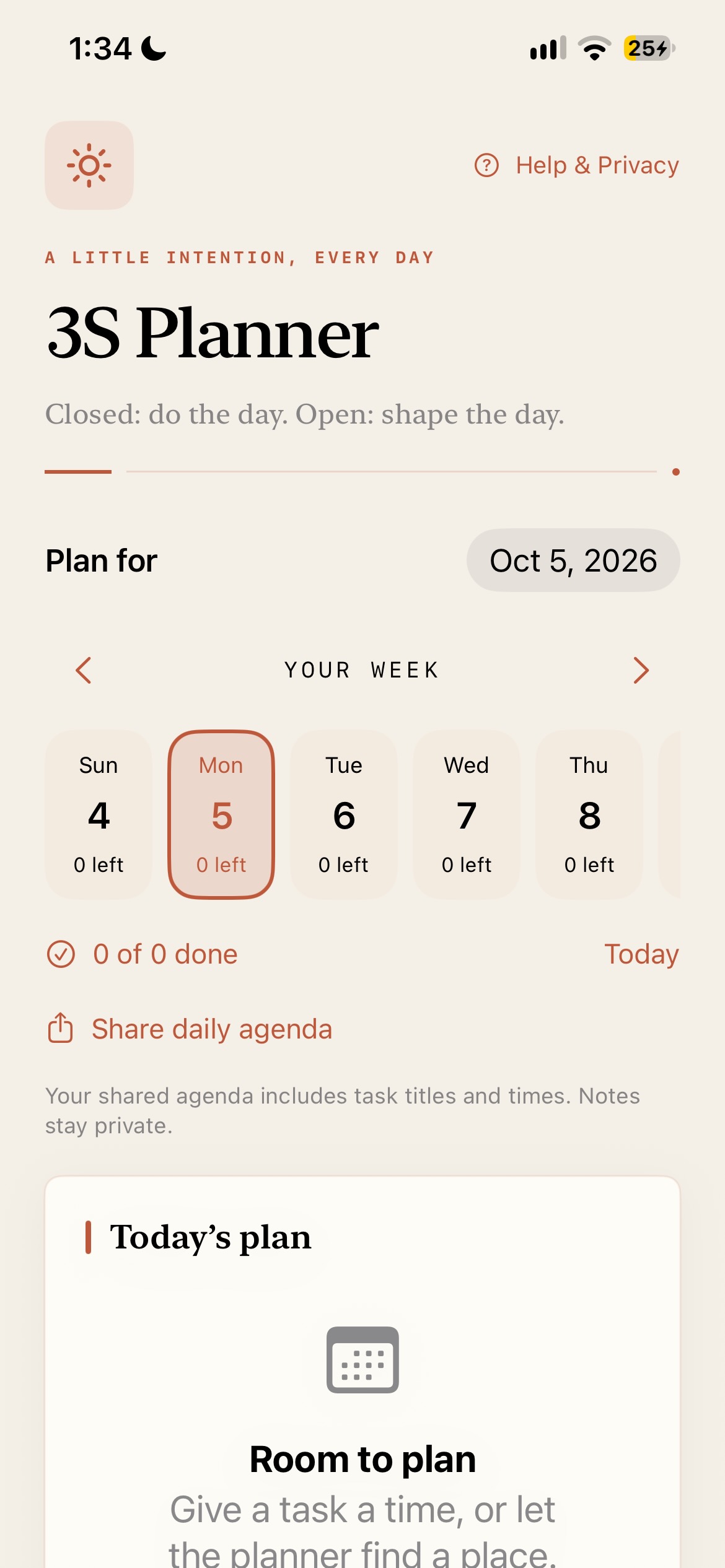 3S Planner showing a focused planning interface.